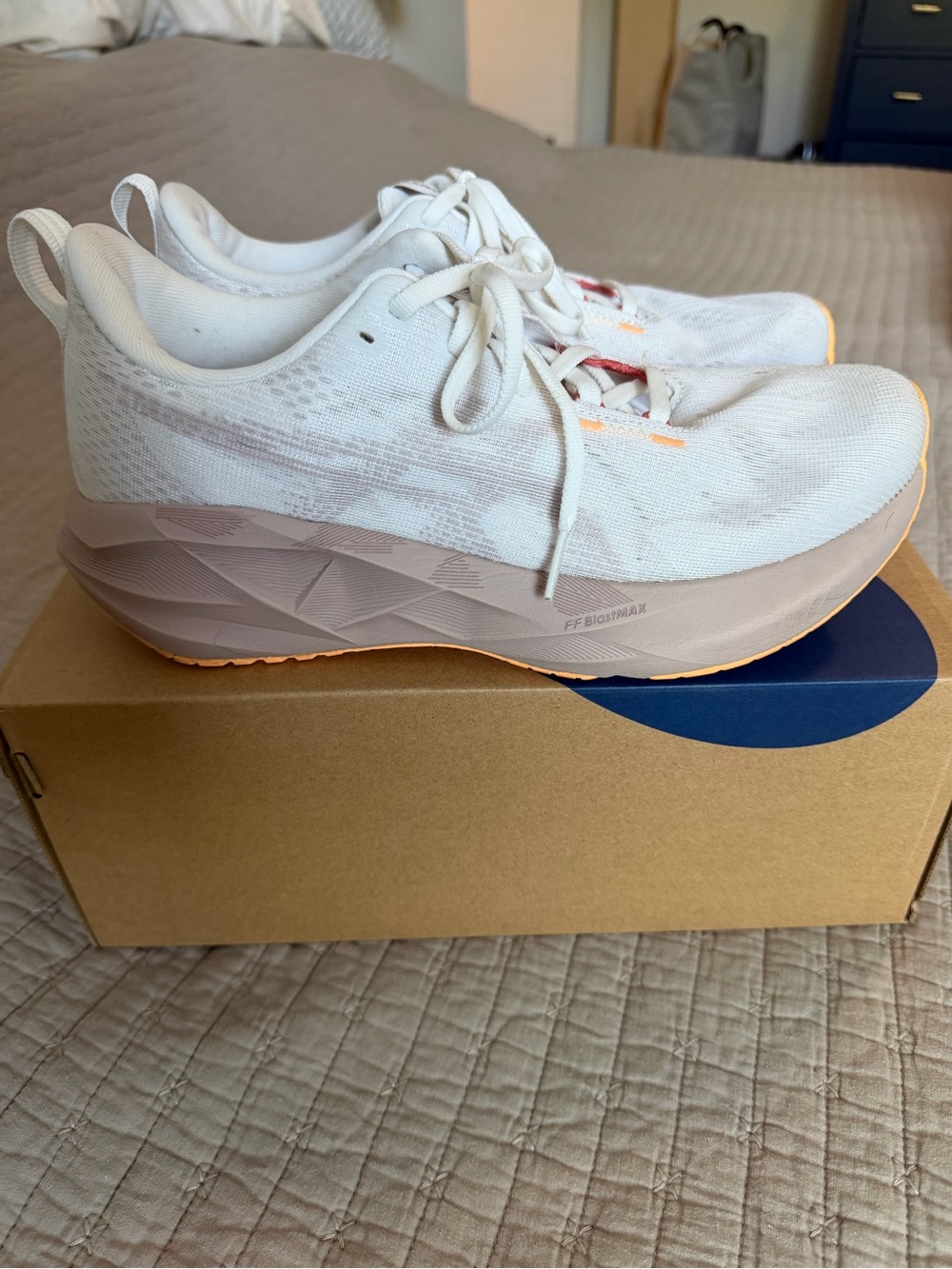ASICS Novablast White/Fawn Women's Running Shoes